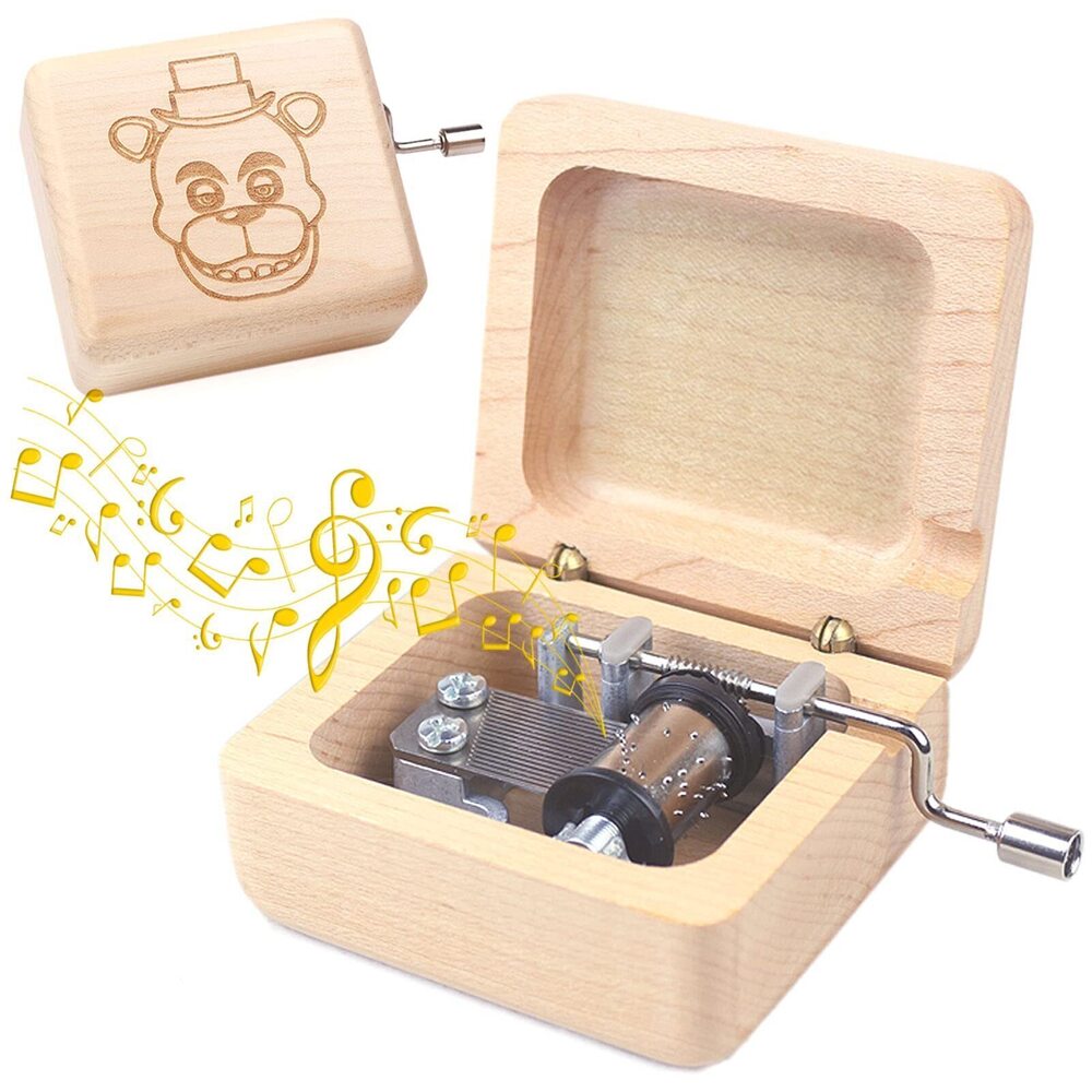 7817 Wooden Music Box Hand Crank Classic Antique Carved Musical Boxes
